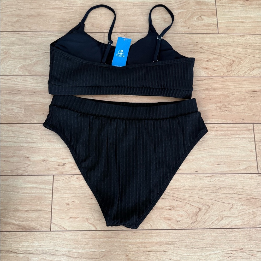 Cupshe Black Ribbed Bikini Set - Picture 5 of 6
